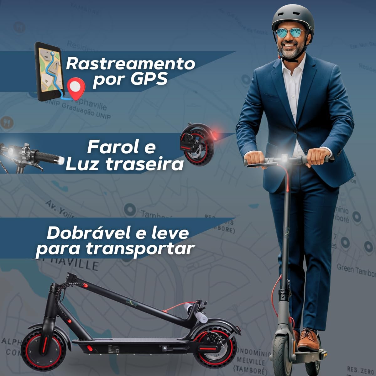 patinete eletrico dobravel 30km com aplicativo