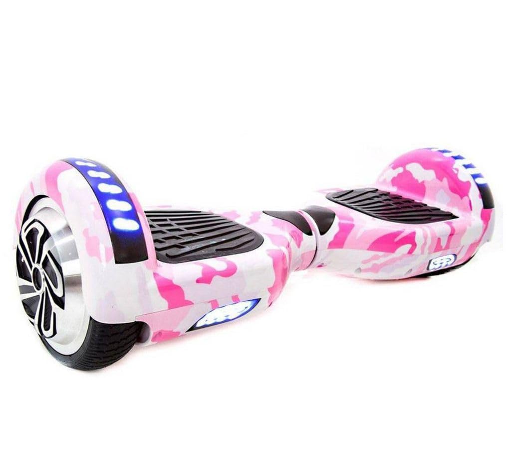 Hoverboard D43 Azul Camuflado: Scooter/Skate Elétrico com LEDs, Bateria de Longa Duração e Freio Seguro!