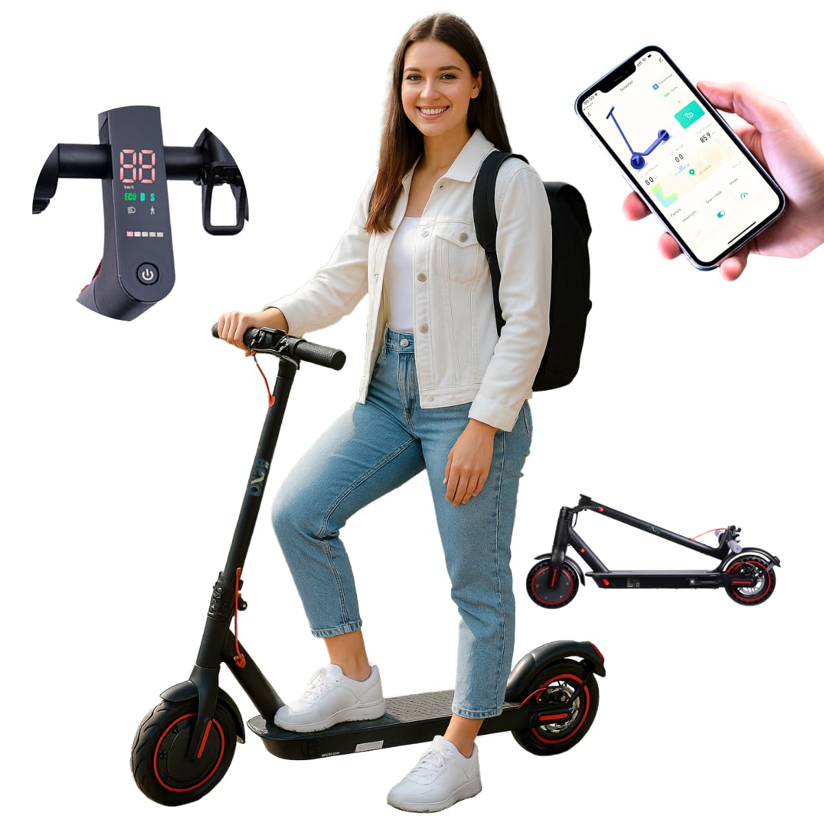 Patinete Eletrico Dobravel 30Km com Aplicativo Segurança E Conforto