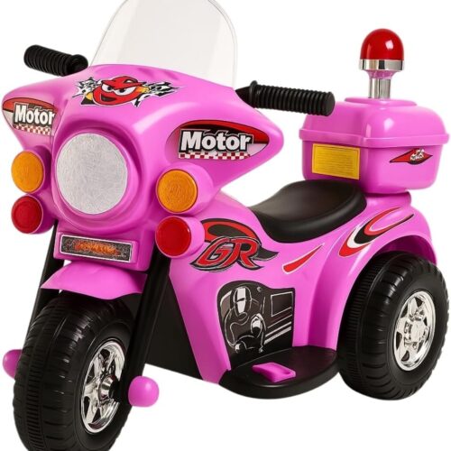 1765763052_61tKihDVlKL._AC_SL1200_.jpg Mini Moto Elétrica 6v Polícia Menina Com Luz Som E Baú Rosa