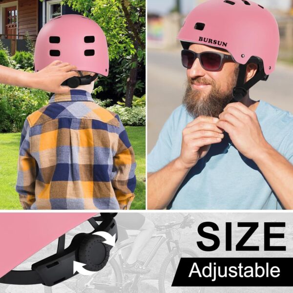 BURSUN Capacete De Bicicleta E Skate Para Crianças 5 A 8 Anos, Jovens Adultos 14 16 Scooter Multiesportiva Ajustável, Bicicleta, Patins, Patins Em Linha, Hoverboard, Longboard, 3 Tamanhos