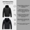 Jaqueta Puffer Bobojaco Masculina Casaco Corta Vento Acolchoada Impermeável Bolsos Capuz Removível