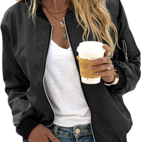 1767063939_61ERj0uWEAL._AC_SL1500_.jpg Jaqueta feminina bomber casual com zíper, leve, corta-vento com bolsos, cor lisa, P-2GG