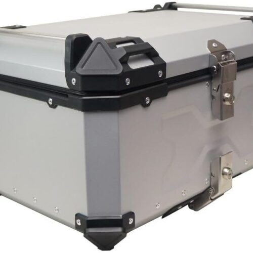 Bau Para Moto Traseiro 45 Litros Universal Anti Roubo Tronos Prata