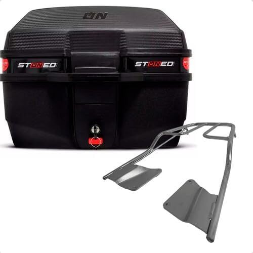 Bau Moto Bauleto Stoned 35 Litros Bagageiro Titan 160 16/23 - Faixa Preta