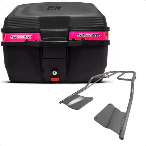 Bau Moto Bauleto Stoned 35 Litros Bagageiro Titan 160 16/23 - Faixa Rosa