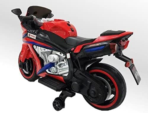 41rRk5LuhiL._AC_.jpg Moto Elétrica Infantil BZ R1 12V Vermelha com Rodinhas de Apoio, Música e Luzes BARZI MOTORS