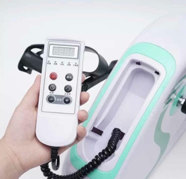 41s-RwfFYWL._AC_.jpg Mini Bicicleta Elétrica 110V para Fisioterapia Portátil – Exercitador de Pernas e Braços com Tela LCD e Controle de Intensidade – Branco