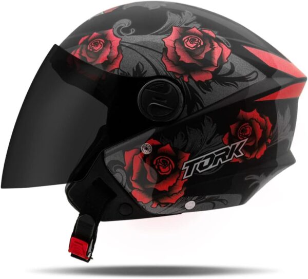 512-FgXamwL._AC_SL1200_.jpg CAPACETE ABERTO PRO TORK NEW LIBERTY 3 FLOWERS BRILHANTE VERMELHO TAM. 58 VIS. FUMÊ