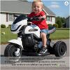 Moto Elétrica Infantil 6V, Branca, Plástico e Metal, 49x32,5x70cm, Bateria Recarregável, para Crianças Acima de 3 Anos, Suporta até 30kg