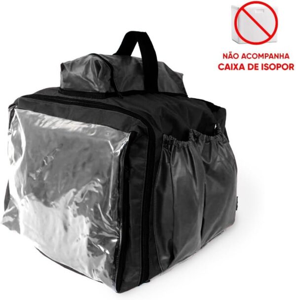 51AaegrXt1L._AC_SL1000_.jpg Capa Mochila Bag para Delivery e Entrega de Pizza Lanche Marmita sem Isopor 45 Litros para Motoboy Moto Aplicativo (Preto)