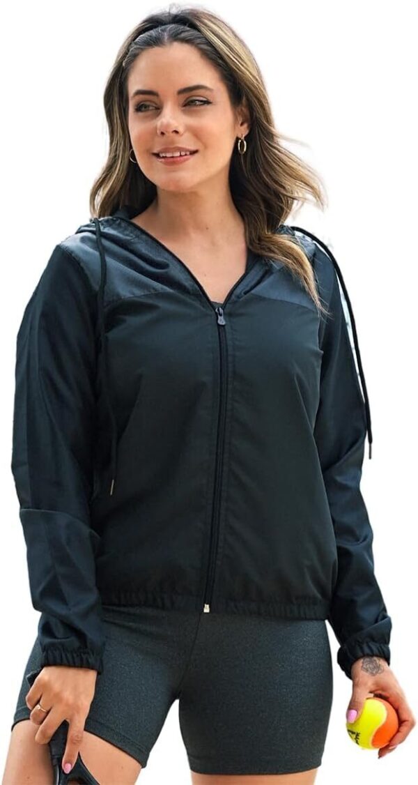 Jaqueta Feminina Corta Vento Impermeável com Forro e Capuz – Esportiva, Casual, Leve e Resistente à Água – Marca Lufran – Preta do P ao EG