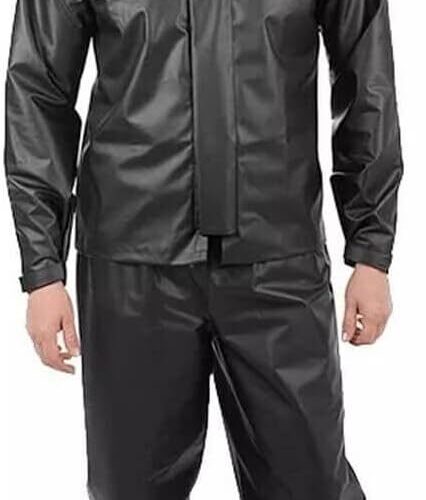 Conjunto Capa de chuva Motoqueiro Tamanho P PVC 0,28mm Combate Com Gola Masculino Preto Pioneira - 2900-M-PRE-P