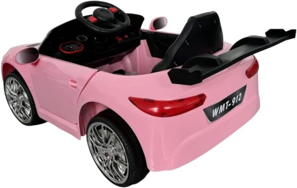 Bang Toys - Carrinho Elétrico Infantil Scarlet GT 12V - com Luzes de LED, Sons, Entrada USB/MP3, Bluetooth, Portas que Abrem e Controle Remoto - Suporta até 30kg - Cor Rosa