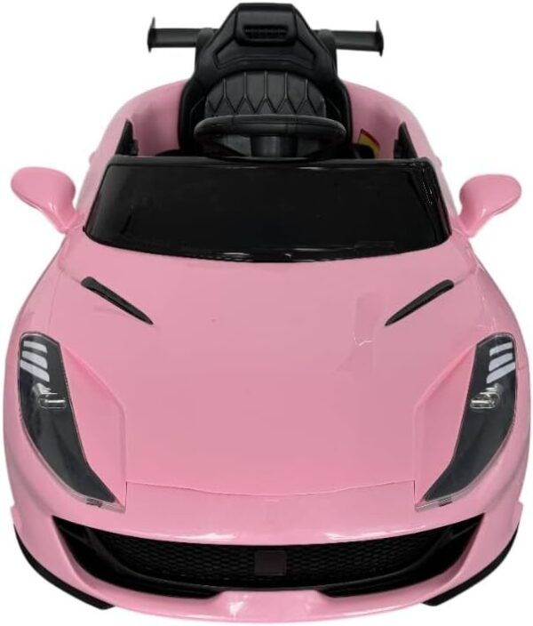 Bang Toys - Carrinho Elétrico Infantil Scarlet GT 12V - com Luzes de LED, Sons, Entrada USB/MP3, Bluetooth, Portas que Abrem e Controle Remoto - Suporta até 30kg - Cor Rosa