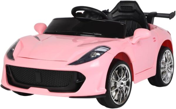 Bang Toys - Carrinho Elétrico Infantil Scarlet GT 12V - com Luzes de LED, Sons, Entrada USB/MP3, Bluetooth, Portas que Abrem e Controle Remoto - Suporta até 30kg - Cor Rosa