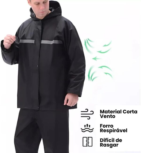 Capa de Chuva para Moto com Jaqueta + Calça Refletiva Impermeável – Motoqueiro, Ciclismo e Entregadores – Alta Visibilidade e Proteção Completa– Tamanho XXG 175-180cm 75-90kg