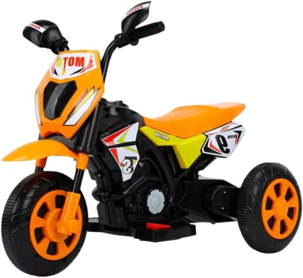 Moto Elétrica Infantil Laranja Farol Led Acelerador Pedal Ré