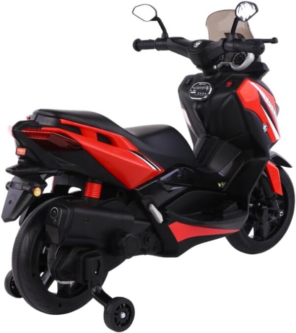 51XjFFYJbsL._AC_SL1280_.jpg Bang Toys - Scooter Elétrica Infantil Revvo XR 12V - com Rodas de Treinamento, Luzes de LED, Sons, Entrada USB/MP3, Bluetooth e Suspensão - Suporta até 25kg - Cor Vermelho