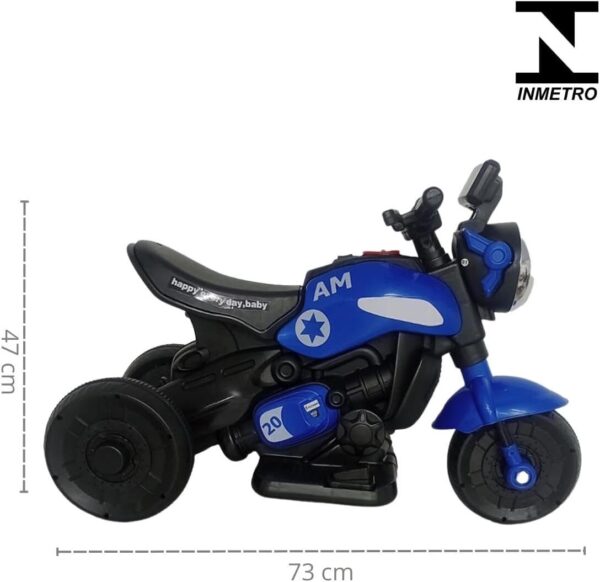 Moto Elétrica Infantil Azul Primeira Moto 6v com Luz Led e Música