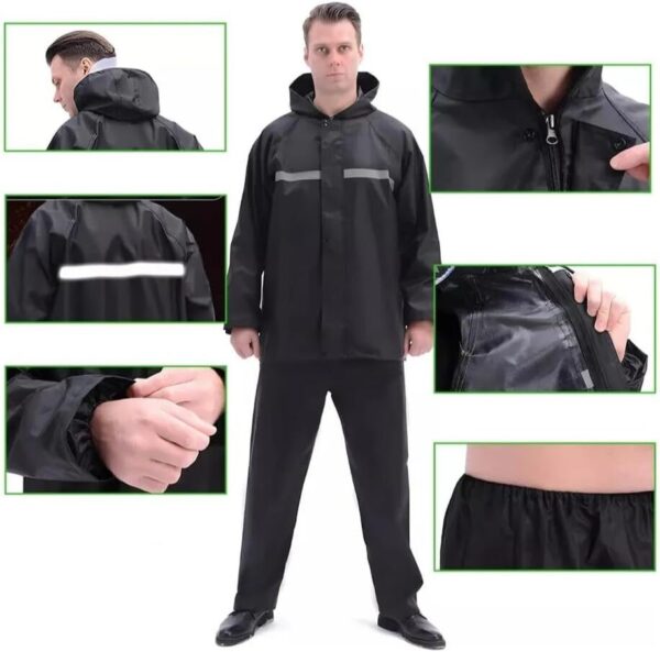 Capa de Chuva para Moto com Jaqueta + Calça Refletiva Impermeável – Motoqueiro, Ciclismo e Entregadores – Alta Visibilidade e Proteção Completa– Tamanho XXG 175-180cm 75-90kg