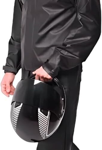 Conjunto Capa de chuva Motoqueiro Tamanho M PVC 0,28mm Combate Com Gola Masculino Preto Pioneira - 2900-M-PRE-M