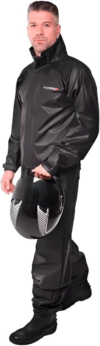 51ar3OZnnFL._AC_SL1200_.jpg Conjunto Capa de chuva Motoqueiro Tamanho M PVC 0,28mm Combate Com Gola Masculino Preto Pioneira - 2900-M-PRE-M