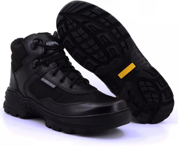 Bota Tatica Pm Coturno em Couro Motociclista Motoqueiro preta