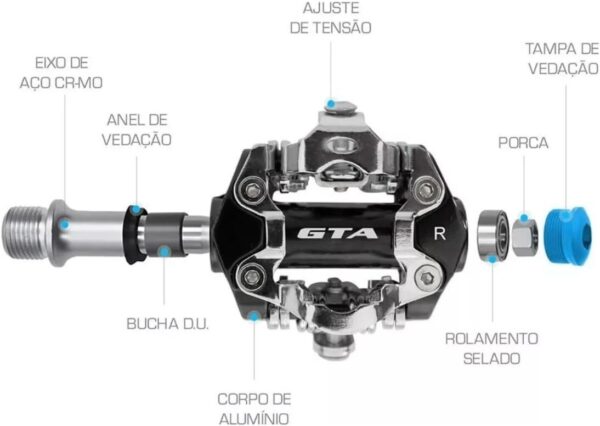 Pedal Clip GTA RX Rolamentos Selados Bike Mtb Com Taquinhos