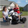 Moto Elétrica Infantil 6V, Branca, Plástico e Metal, 49x32,5x70cm, Bateria Recarregável, para Crianças Acima de 3 Anos, Suporta até 30kg