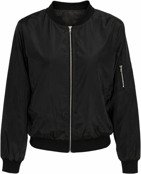 51sYyRKs3DL._AC_SL1500_.jpg Jaqueta feminina bomber casual com zíper, leve, corta-vento com bolsos, cor lisa, P-2GG