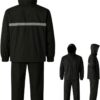 51srxHZQsiL._AC_SL1100_.jpg Roupa de Chuva para Motociclista Zein House Tools – Impermeável com Capuz, Faixa Refletiva e Gola Alta – Jaqueta + Calça