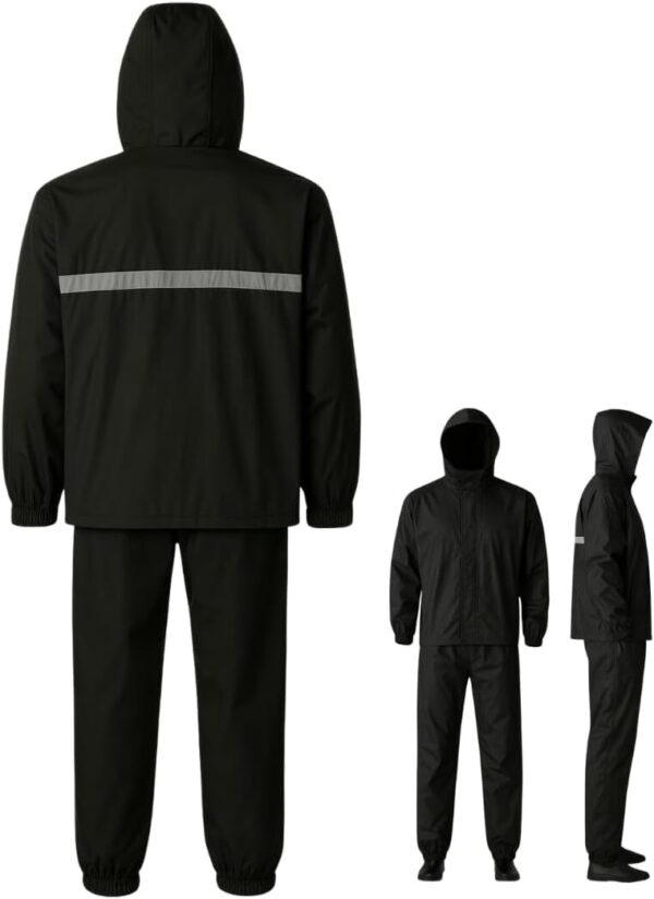 51srxHZQsiL._AC_SL1100_.jpg Roupa de Chuva para Motociclista Zein House Tools – Impermeável com Capuz, Faixa Refletiva e Gola Alta – Jaqueta + Calça