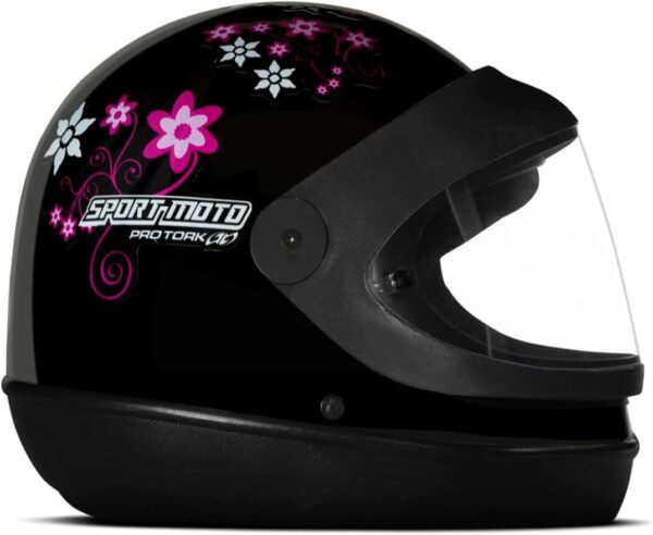 CAPACETE FECHADO PRO TORK SPORT MOTO FOR GIRLS PRETO TAM. 60