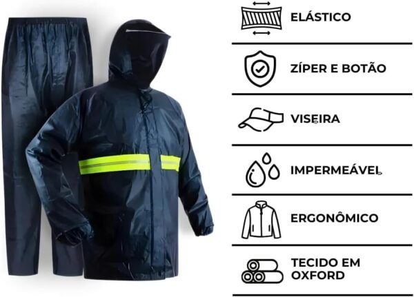 51y1vgKNItL._AC_SL1078_.jpg Capa de Chuva Impermeável com Calça Conjunto Capa de Chuva Impermeável com Touca e Viseira Ideal Para Motoqueiros - YODHE