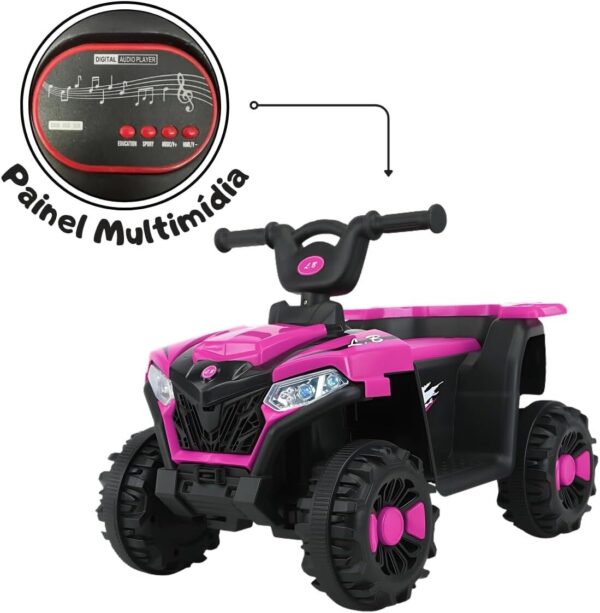 Mini Quadriciclo Elétrico Infantil Bateria 6V com Luz e Som Rosa