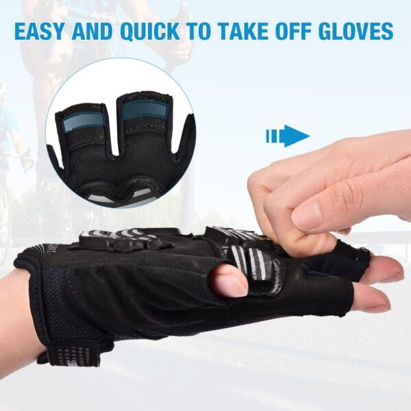 613GbQEb9pL._AC_SL1200_.jpg Luvas de ciclismo respiráveis FIRELION (meio dedo) – Gel Pad antiderrapante com absorção de choque MTB DH – Luvas de bicicleta Mountain Road, Esportivo, Preto, X-Large