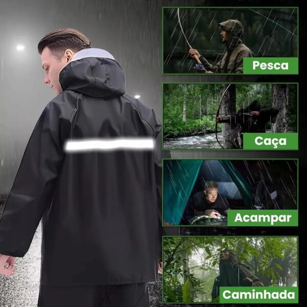 Capa de Chuva para Moto com Jaqueta + Calça Refletiva Impermeável – Motoqueiro, Ciclismo e Entregadores – Alta Visibilidade e Proteção Completa– Tamanho XXG 175-180cm 75-90kg