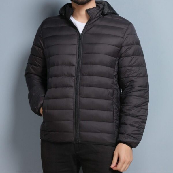 619QdFqQxnL._AC_SL1200_.jpg Jaqueta Puffer Bobojaco Masculina Casaco Corta Vento Acolchoada Impermeável Bolsos Capuz Removível