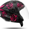 CAPACETE ABERTO PRO TORK NEW LIBERTY 3 FLOWERS FOSCO ROSA - PRETO TAM. 58