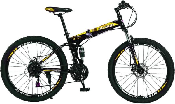 bicicleta dobravel mountain bike aro 26 suspensão duple freio a disco 21 marchas