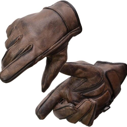 61HNUBq9z3L._AC_SL1200_.jpg Milwaukee Leather MG7512 Luvas de mão masculinas de couro marrom acolchoado com gel palma curta para motociclista com capa de painel completo