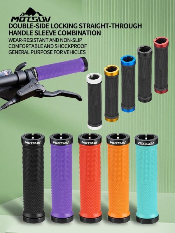 Punhos de guidão de bicicleta, extremidades de barra de borracha antiderrapantes com trava única para bicicletas de montanha, BMX, MTB, Cruiser e Scooter, design ergonômico confortável