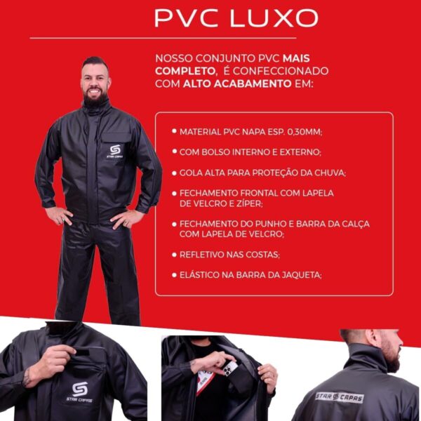 61OK6iOQ0tL._AC_SL1200_.jpg Capa De Chuva Motoqueiro Star Capas Impermeável Conjunto Jaqueta e Calça Motoqueiro Motociclista Motoboy Motogirl Impermeável Masculino e Feminino (BR, Alfa, P, Regular, Regular, Preto)