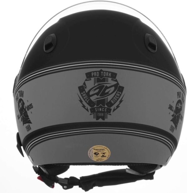 61PsxzG38DL._AC_SL1200_.jpg CAPACETE ABERTO PRO TORK NEW ATOMIC SKULL RIDERS HD PRATA - PRETO FOSCO TAM. 58
