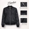 61TLQTQdaLL._AC_SL1024_.jpg Jaqueta feminina bomber casual com zíper, leve, corta-vento com bolsos, cor lisa, P-2GG