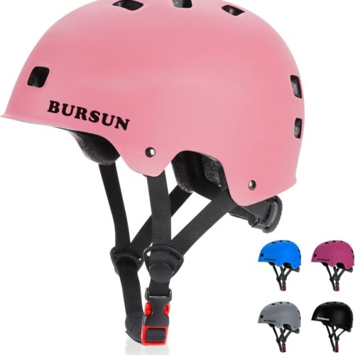BURSUN Capacete De Bicicleta E Skate Para Crianças 5 A 8 Anos, Jovens Adultos 14 16 Scooter Multiesportiva Ajustável, Bicicleta, Patins, Patins Em Linha, Hoverboard, Longboard, 3 Tamanhos