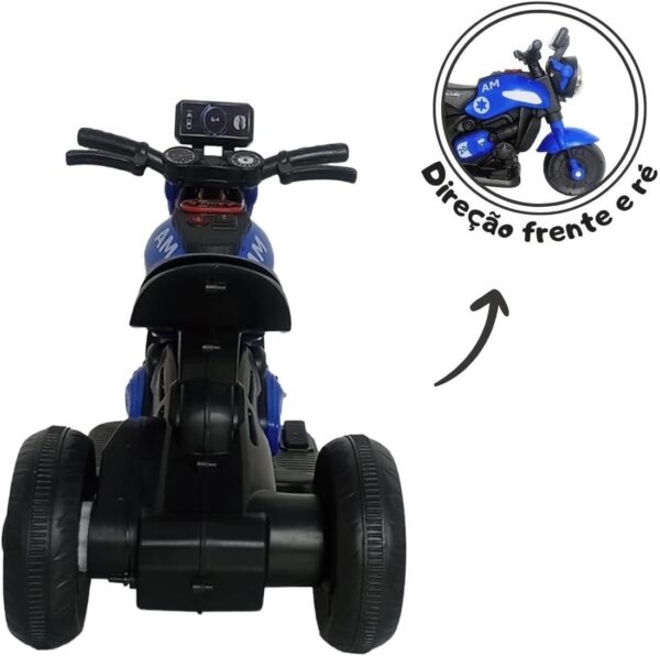 Moto Elétrica Infantil Azul Primeira Moto 6v com Luz Led e Música
