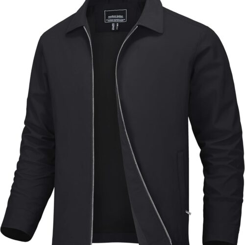 61WDrXxExPL._AC_SL1500_.jpg MAGNIVIT Jaqueta masculina com zíper frontal, leve, fina, casual, resistente à água, para golfe, trilhas