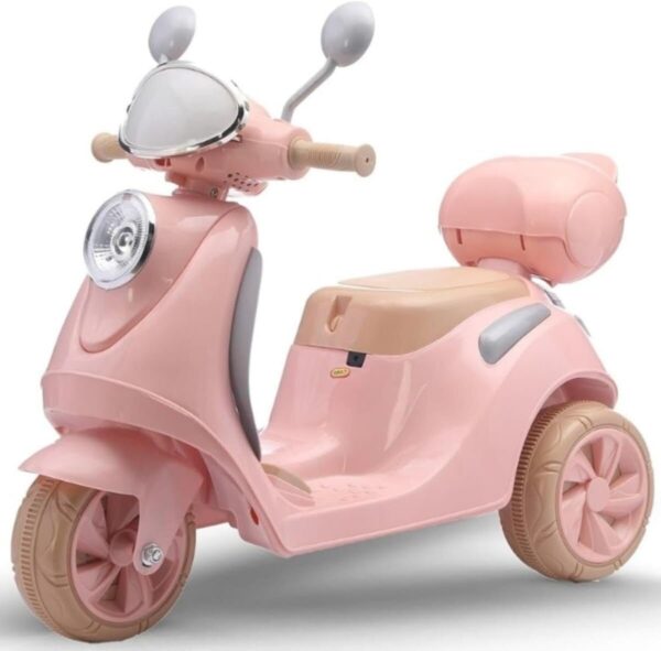 Moto Motinho Scooter Elétrica 6V Infantil Som Luz Música Triciclo Menino Menina Criança (Rosa)